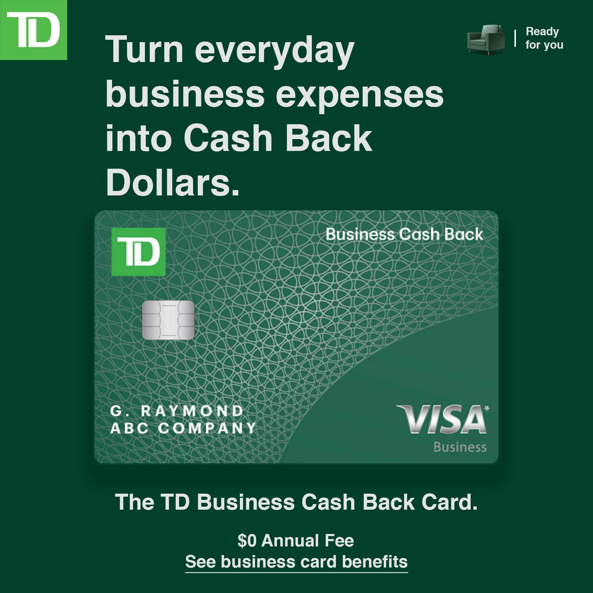 TD Business Cash Back Card Ad